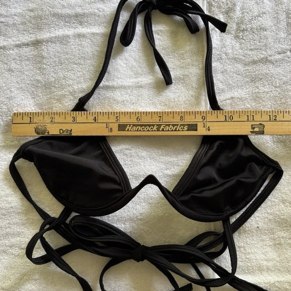 PrettyLittleThing Black V-Wire Triangle Halter Bikini Top 6 US Sexy Vacation Hot